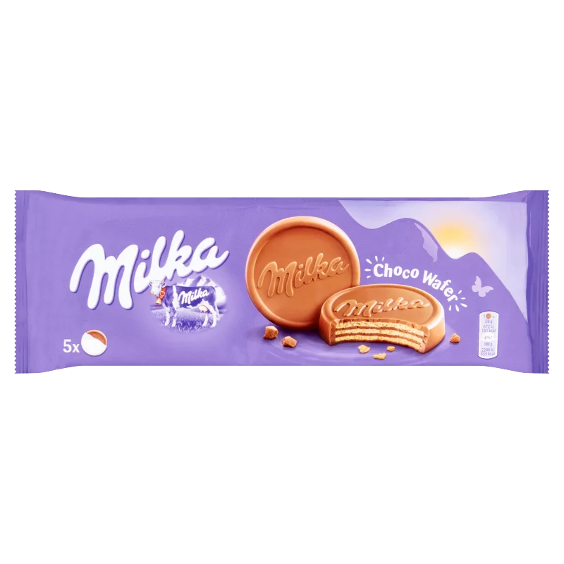 Milka Choco Wafer kakaós krémmel töltött ostya alpesi tejcsokoládéval mártva 5 db 150 g