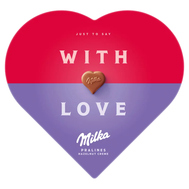 Milka I love Milka alpesi tejcsokoládé praliné mogyorós krémtöltelékkel 165 g