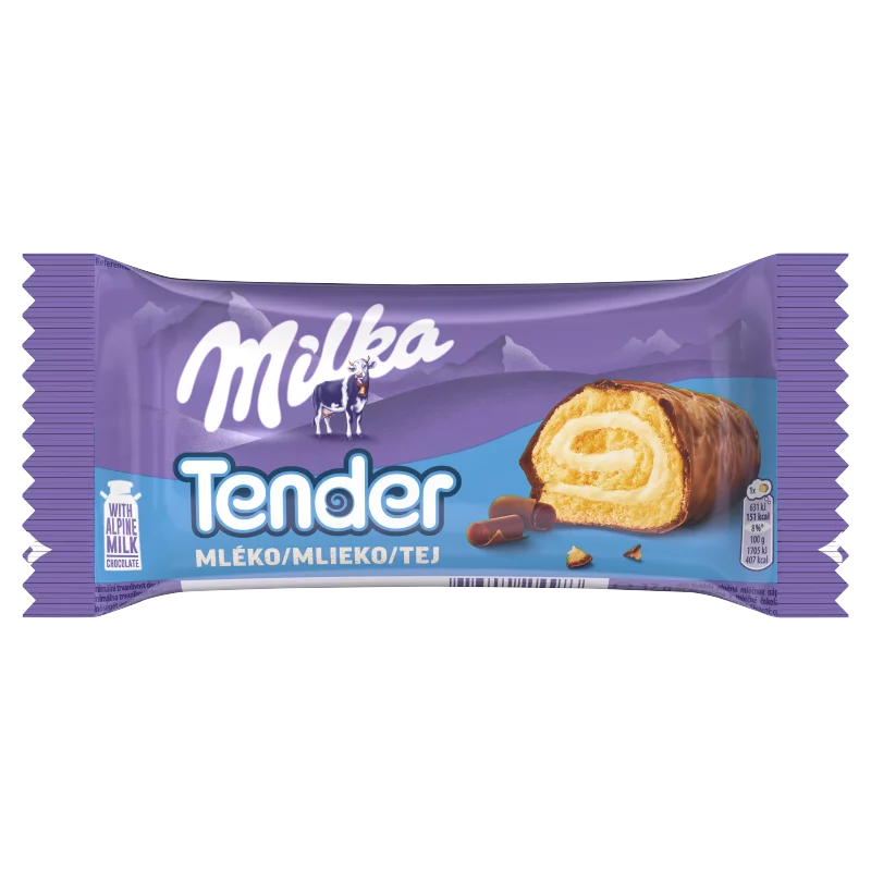 Milka Tender piskótatekercs tejes krémtöltelékkel tejcsokoládéval mártva 37 g 