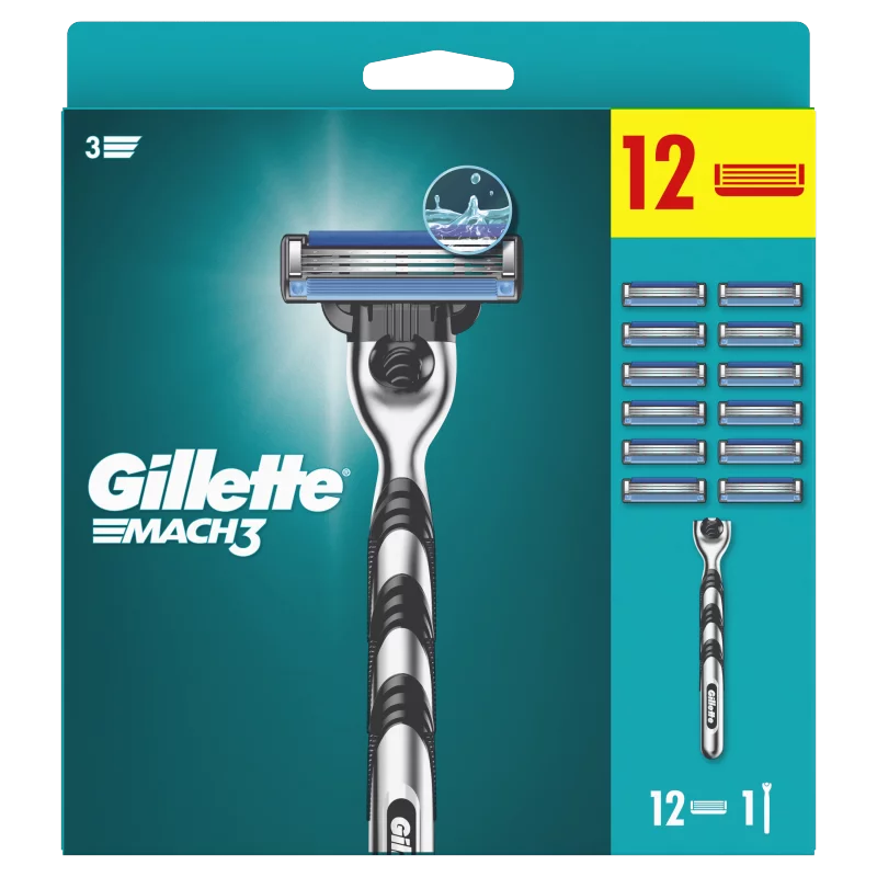 Gillette Mach3 Férfi Borotva, 1 db Gillette Borotva, 12 db Borotvabetét