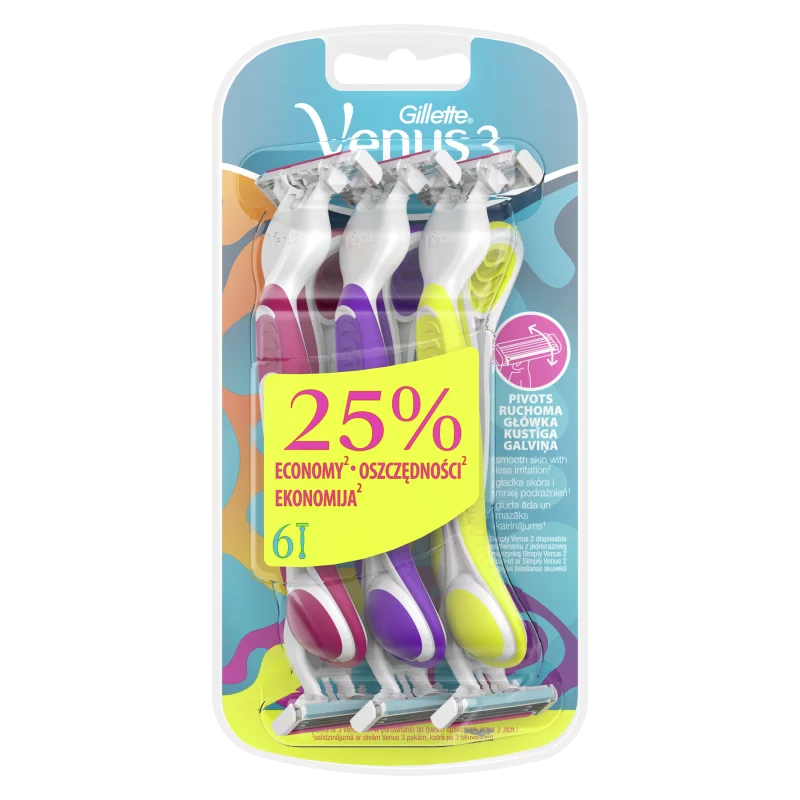 Gillette Venus3 Eldobható Női Borotva, 6 db