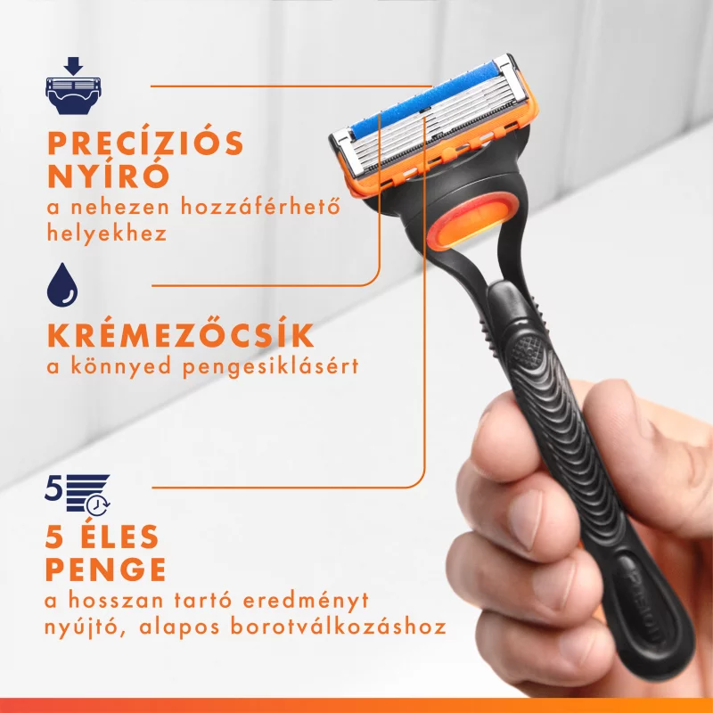 Gillette Fusion5 Férfi Borotva, 1 db Gillette 5 Pengés Borotva, Borotvabetétek, Precíziós Nyíró