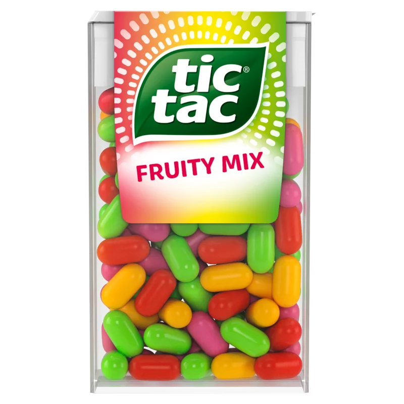 Tic Tac Fruity Mix cseresznye-, marakuja-, citrom-lime, és eper-mentol ízű cukordrazsé 54 g