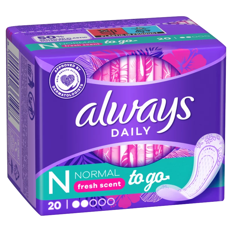 Always Dailies Normal To Go Fresh Tisztasági Betét, 20 db