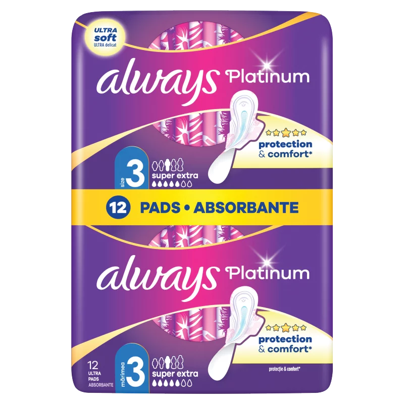 Always Platinum Day & Night Szárnyas Egészségügyi Betét, 12 db