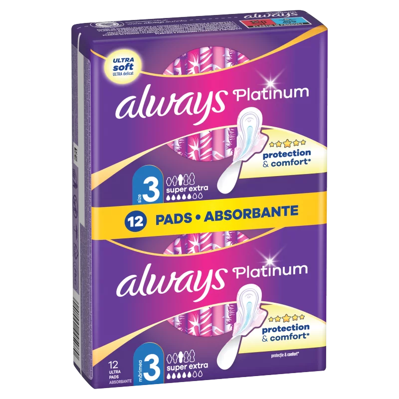 Always Platinum Day & Night Szárnyas Egészségügyi Betét, 12 db