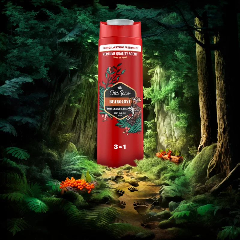 Old Spice Bearglove Férfi Sampon és Tusfürdő, Hosszan Tartó Frissesség, 400 ml
