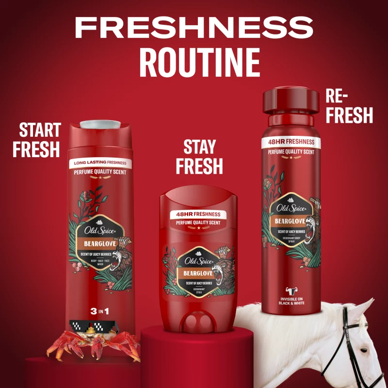 Old Spice Bearglove Férfi Sampon és Tusfürdő, Hosszan Tartó Frissesség, 400 ml