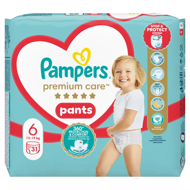 Pampers Premium Care Bugyipelenka, Méret: 6, 31 db, 13kg-19kg