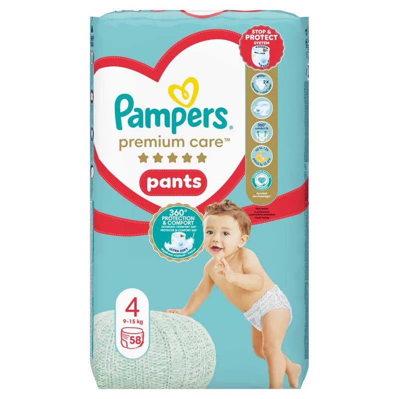 Pampers Premium Care Bugyipelenka, Méret: 4, 58 db, 9kg-15kg