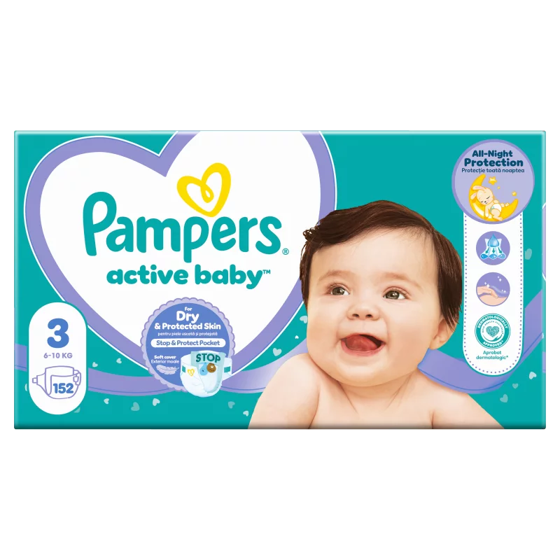 Pampers Active Baby 3, 152 Db Pelenka, 6kg-10kg
