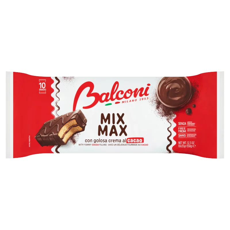 Balconi Mix Max Cacao édes sütőipari termék zsírszegény kakaótartalmú bevonattal 10 x 35 g (350 g)