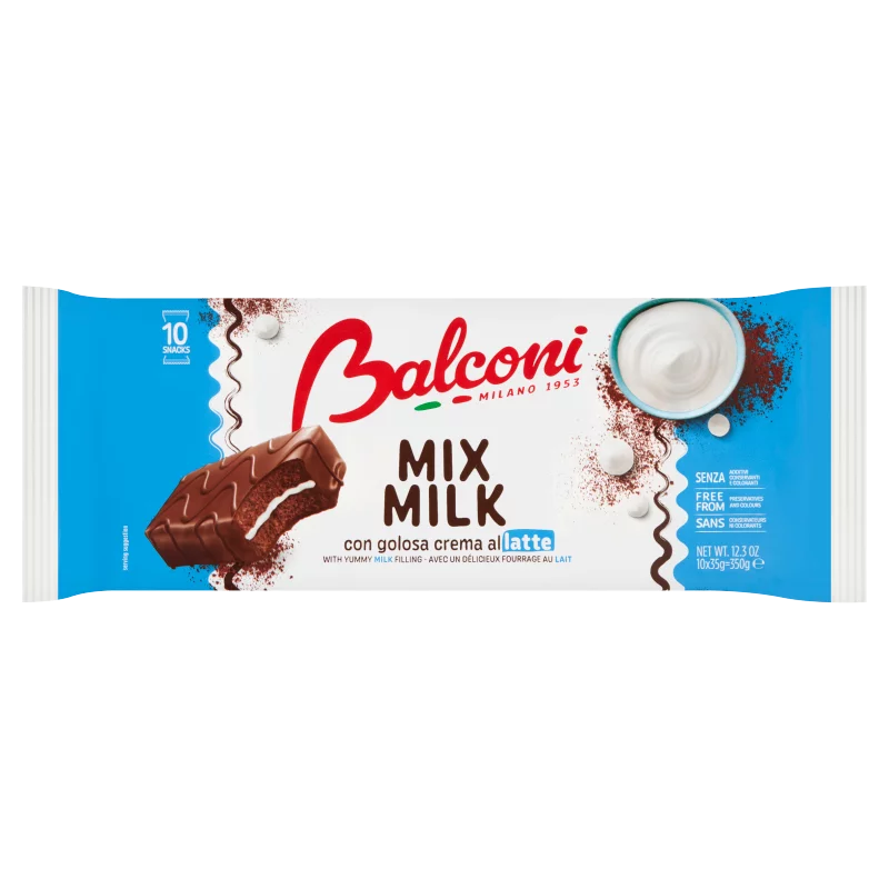 Balconi Mix Milk édes sütőipari termék zsírszegény kakaótartalmú bevonattal 10 x 35 g (350 g)
