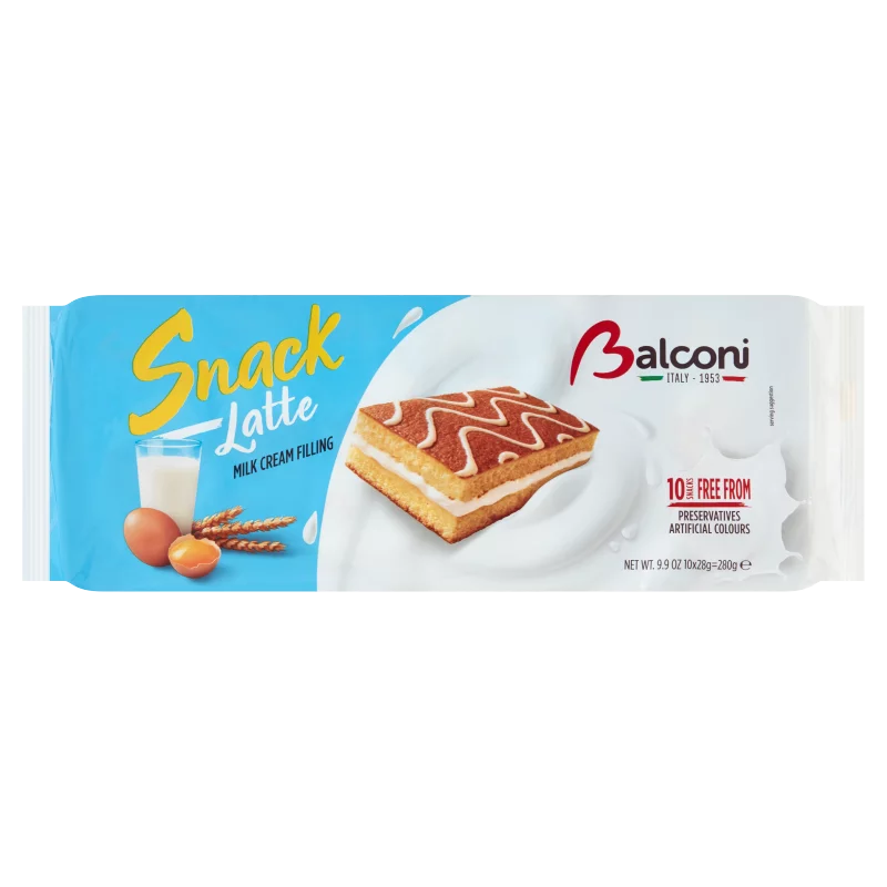 Balconi Snack Latte édes sütőipari termék tejes töltelékkel 10 x 28 g (280 g)