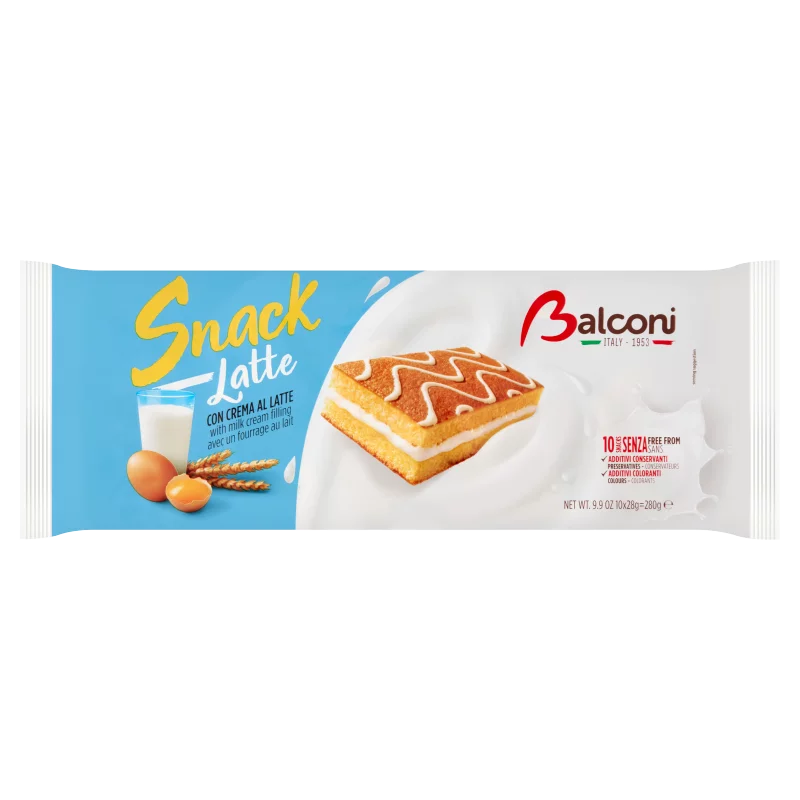 Balconi Snack Latte édes sütőipari termék tejes töltelékkel 10 x 28 g (280 g)