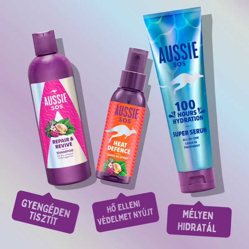 Aussie SOS Heat Defence hajon hagyható Spray 100ml Hővédelemre és 100 Órás Hidratálásra