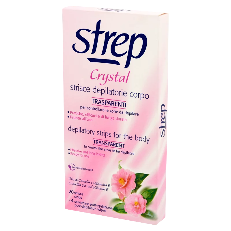 Strep Crystal szőrtelenítő gyantacsík testre 20 db + 4 db törlőkendő
