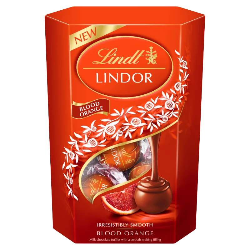 Lindt Lindor tejcsokoládé praliné lágyan olvadó vérnarancsos töltelékkel 200 g 