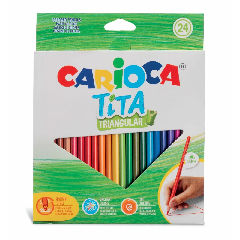 Carioca színesceruza szett, háromszögletű, 24 darabos