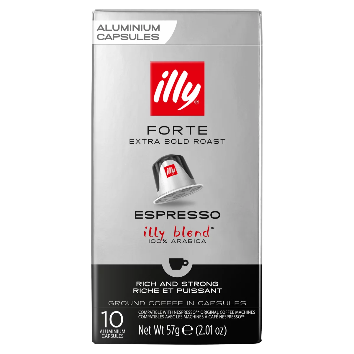 Illy Espresso Forte őrölt-pörkölt kávé kapszulában 10 db 57 g