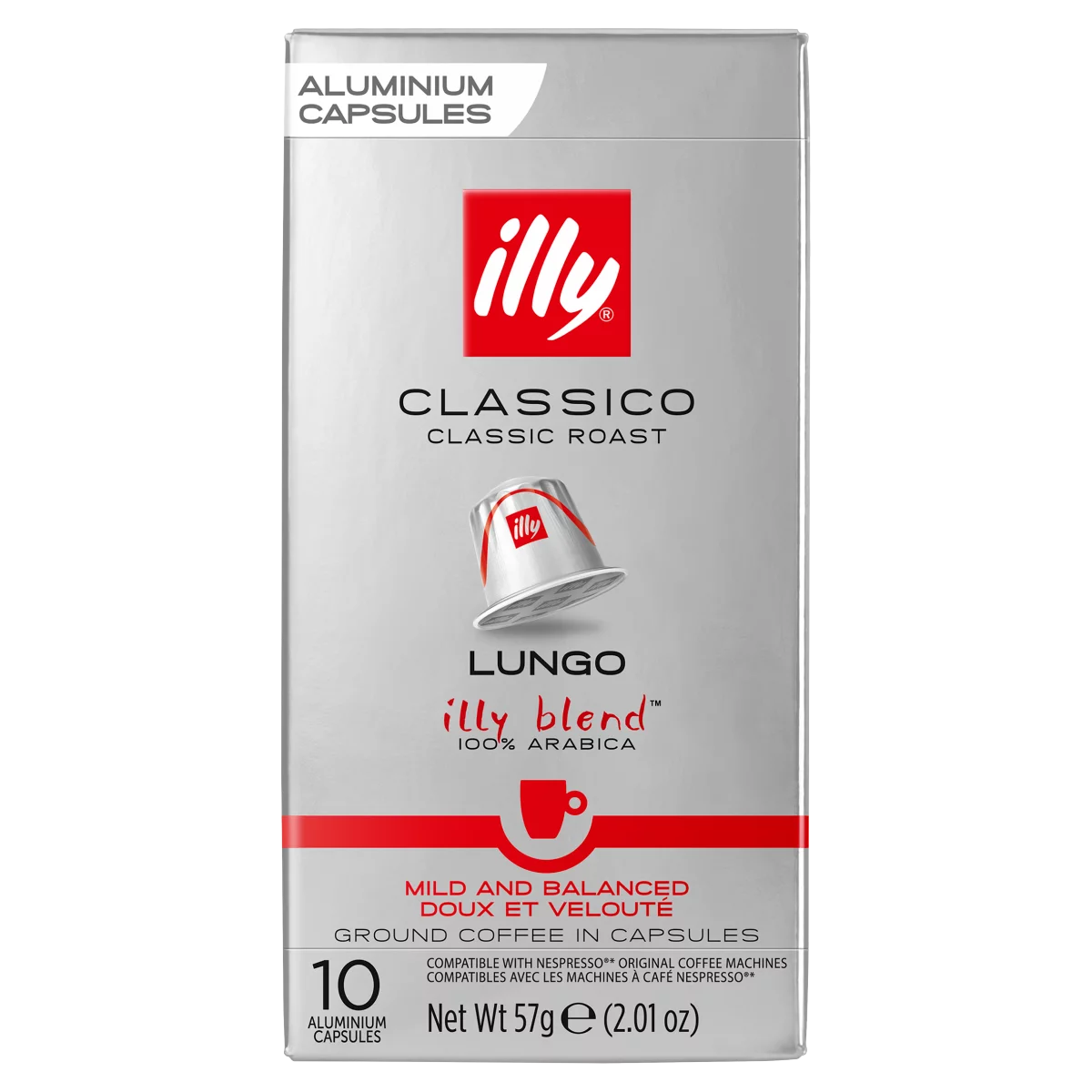 Illy Lungo Classico őrölt-pörkölt kávé kapszulában 10 db 57 g