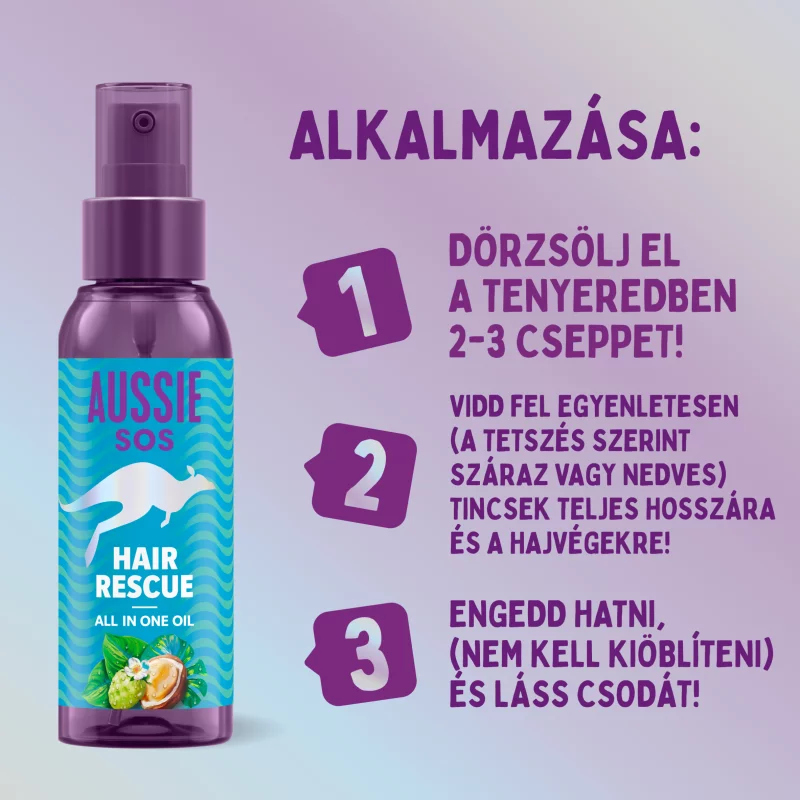 Aussie SOS Hair Rescue All In One Hajápoló Olaj 100ml akár 100 órán át Tartó Hidratálás