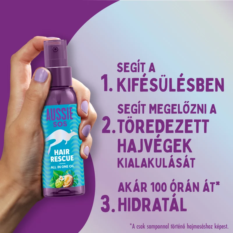 Aussie SOS Hair Rescue All In One Hajápoló Olaj 100ml akár 100 órán át Tartó Hidratálás