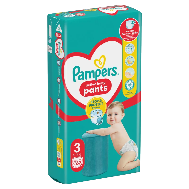 Pampers Active Baby Bugyipelenka, Méret 3, 62 Bugyipelenka, 6kg-11kg