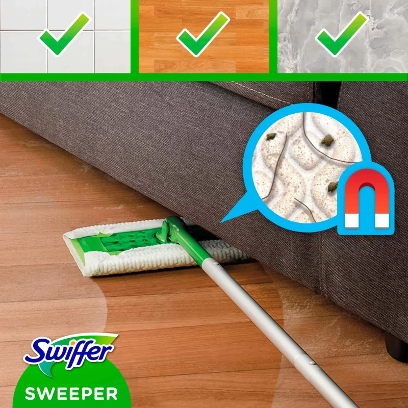 Swiffer Sweeper Kezdőkészet: 1 db Felmosó, 8 db Száraz És 3 db Nedves Felmosókendő Utántöltő