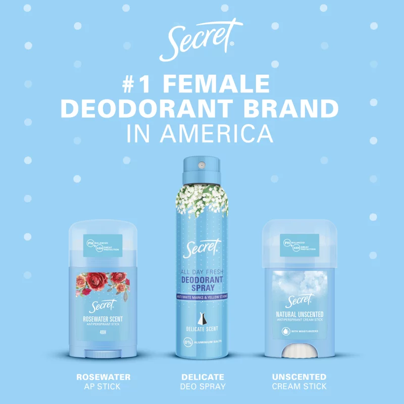 Secret Rosewater Női Izzadásgátló stift, 40 ml