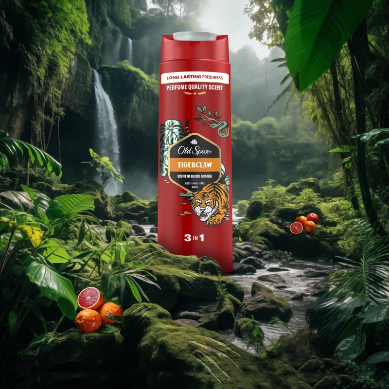 Old Spice Tiger Claw Férfi Sampon és Tusfürdő, Hosszan Tartó Frissesség, 400 ml