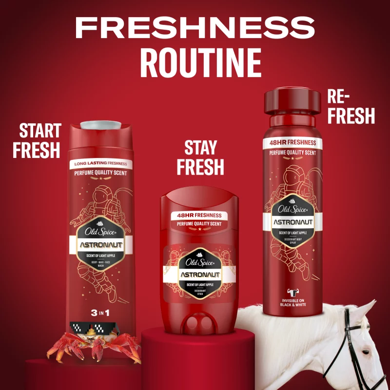 Old Spice Astronaut  Deo Spray Férfiaknak, Akár 48 Órás Frissesség, Alumíniummentes, 150 ml