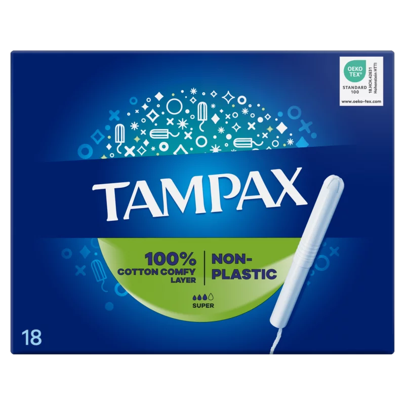 Tampax Super Tampon Kartonból Készült Applikátorral, 18 db