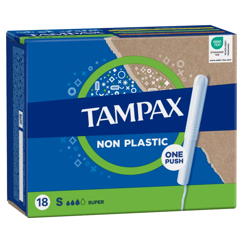 Tampax Super Tampon Kartonból Készült Applikátorral, 18 db