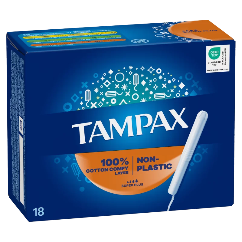 Tampax Super Plus Tampon Kartonból Készült Applikátorral, 18 db