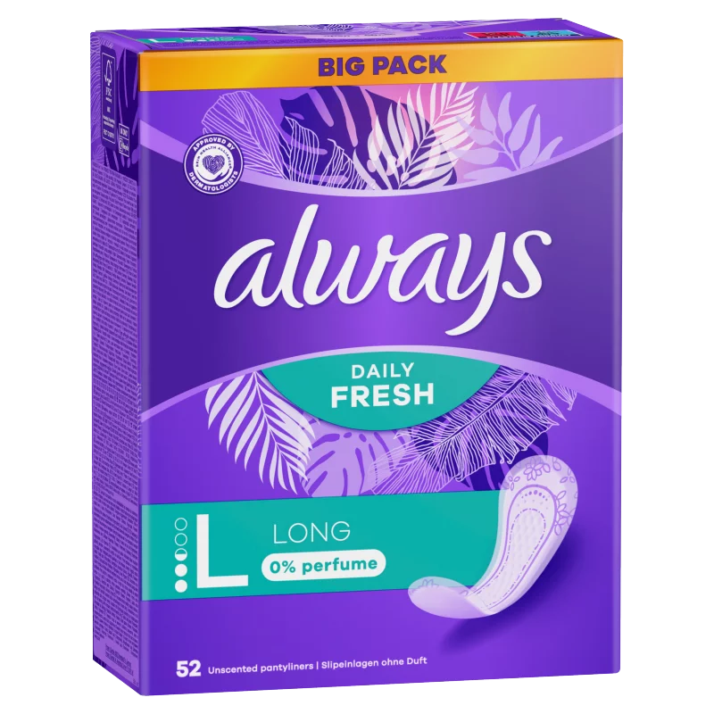 Always Daily Fresh Hosszú, 0% illatanyag 52 Darabos Kiszerelés