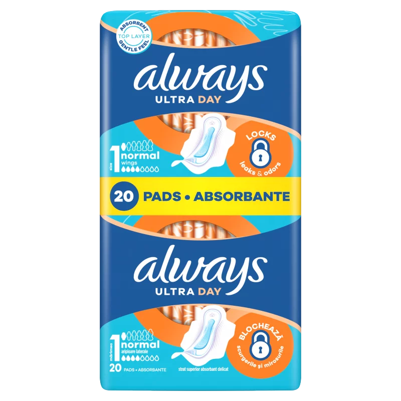 Always Ultra Nap Egészségügyi Betét, Normal (1-es méret) Szárnyas betét 20 db