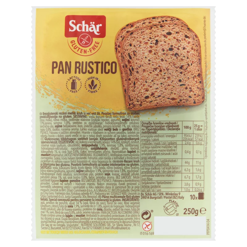 Schär gluténmentes többmagvas szeletelt kenyér 250 g
