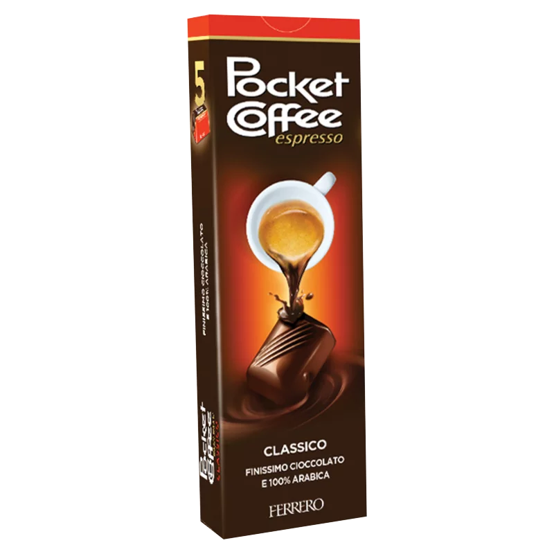 Pocket Coffee csokoládé és tejcsokoládé praliné folyékony kávéval töltve 62,5 g