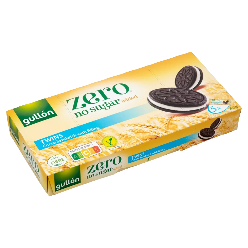 Gullón Zero kakaós keksz krém töltelékkel, édesítőszerrel 5 x 42 g (210 g)
