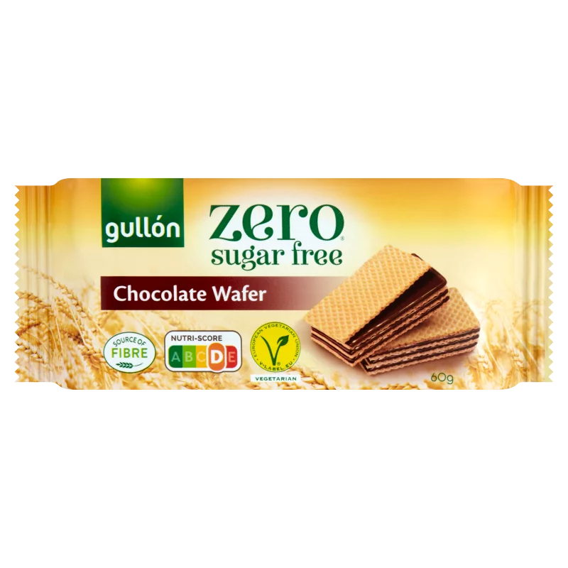 Gullón Zero kakaós ízesítésű krémmel töltött ostya édesítőszerrel, cukormentes 60 g