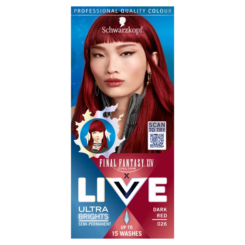 Schwarzkopf Live 12-15 hajmosásig tartó hajszínező 026 Sötét vörös