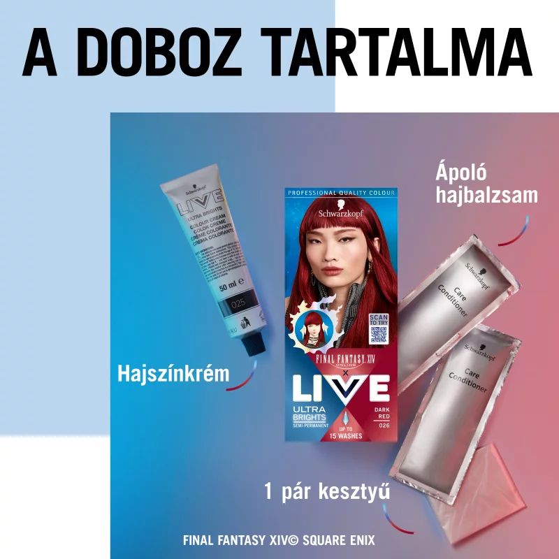 Schwarzkopf Live 12-15 hajmosásig tartó hajszínező 026 Sötét vörös