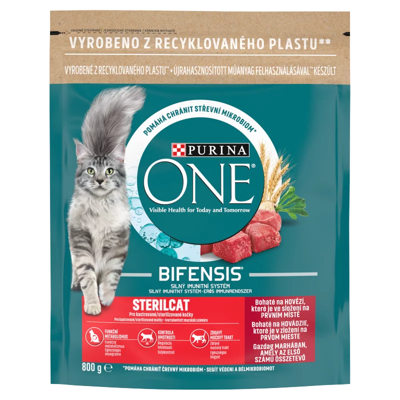 Purina One Sterilcat marhában és búzában gazdag száraz macskaeledel 800 g