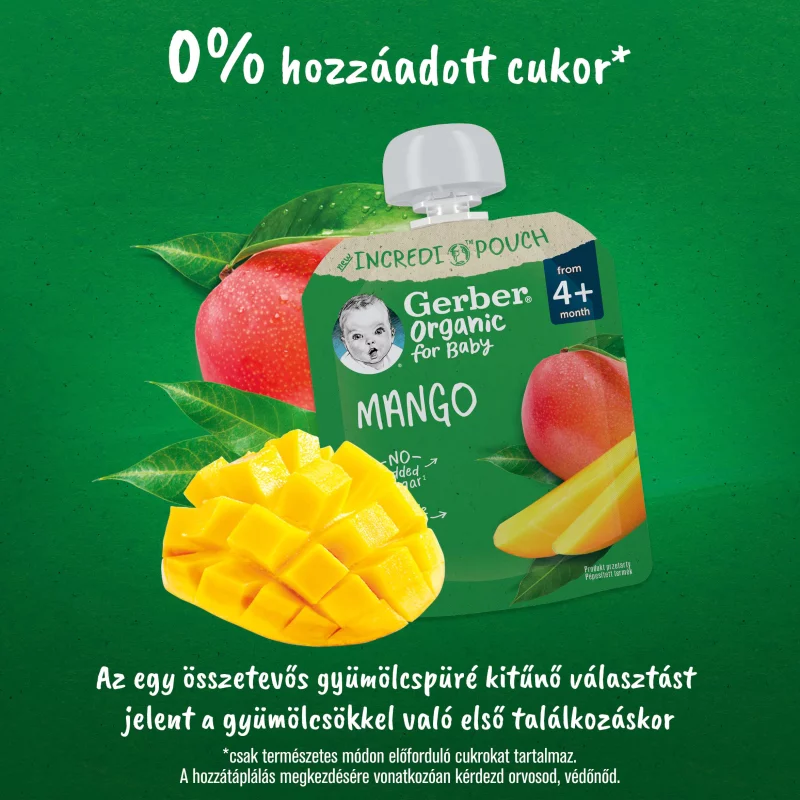 Gerber bio mangó gyümölcspüré, 4 hónapos kortól 80 g