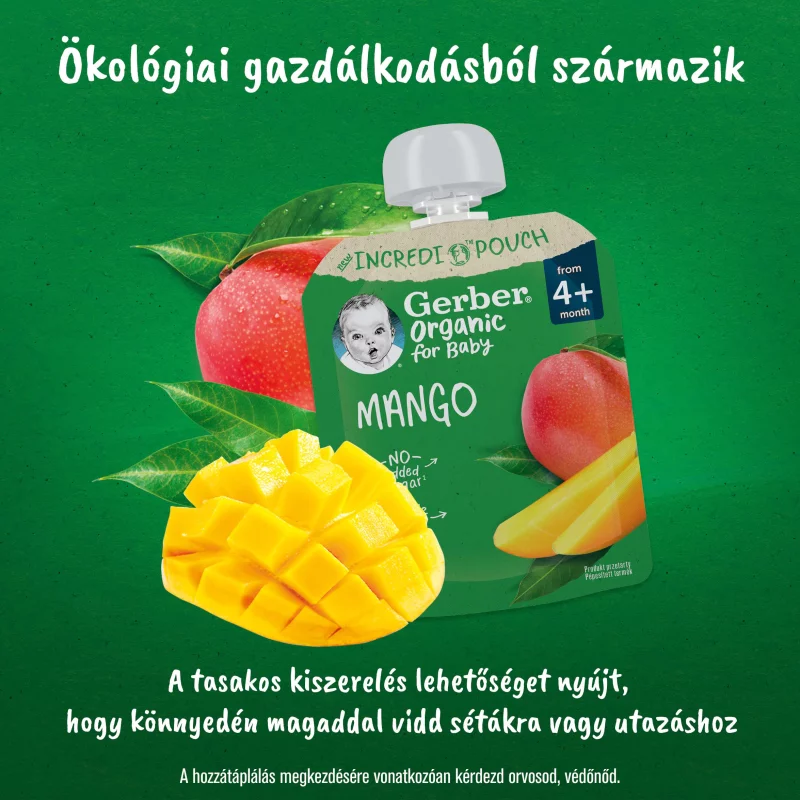 Gerber bio mangó gyümölcspüré, 4 hónapos kortól 80 g