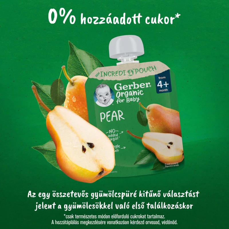 Gerber bio körte gyümölcspüré, 4 hónapos kortól 80 g
