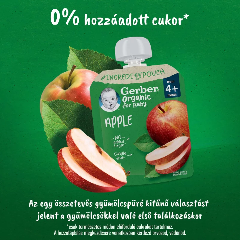 Gerber bio alma gyümölcspüré, 4 hónapos kortól 80 g
