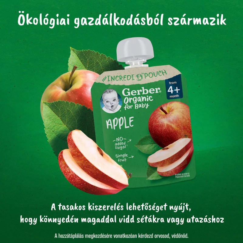 Gerber bio alma gyümölcspüré, 4 hónapos kortól 80 g