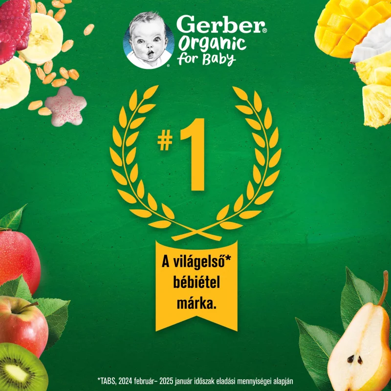 Gerber Organic for Baby Hello Yogo bio banán-áfonya gyümölcspüré gabonával 6 hónapos kortól 80 g